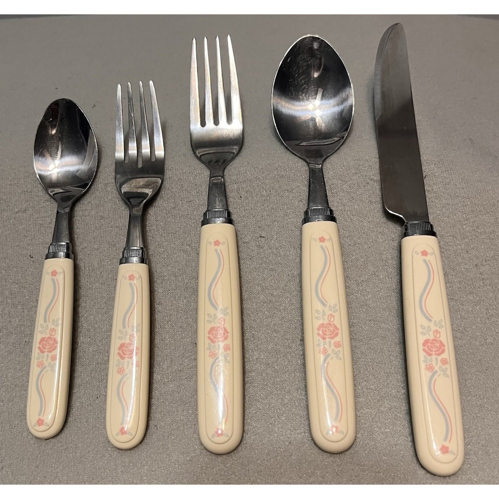 Corelle Coordinate ENGLISH BREAKFAST Flatware 5 Piece Set - Preowned Y2K